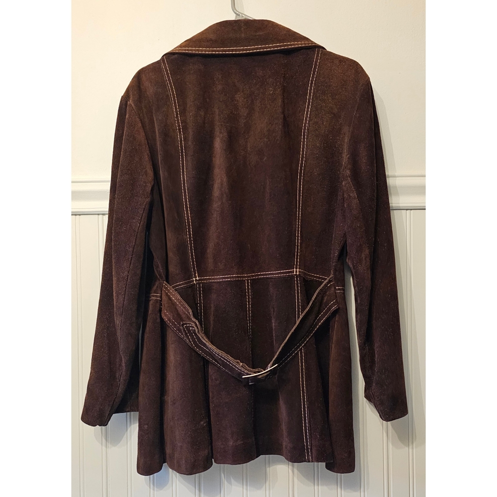 Vintage 60s 70s Brown Suede Jacket - Size L - Picture 2 of 8
